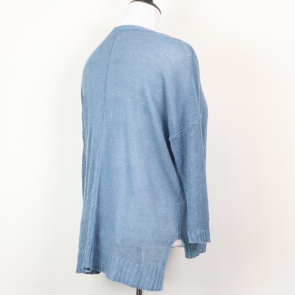 Eileen Fisher Size M Button Linen Cardigan Sweater Cornflower Blue - Picture 5 of 11